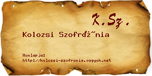 Kolozsi Szofrónia névjegykártya